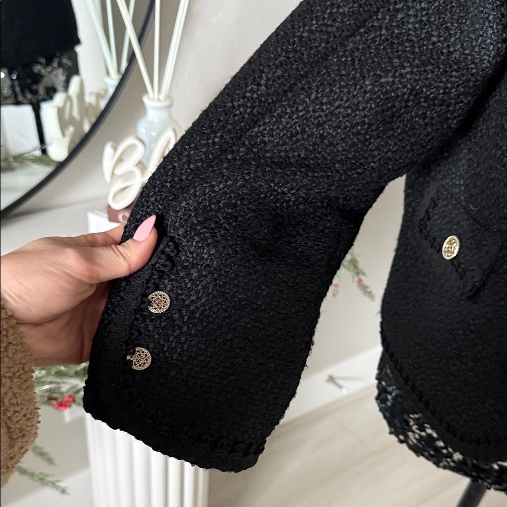 Zara Black Blazer with Gold Buttons - Picture 3 of 7